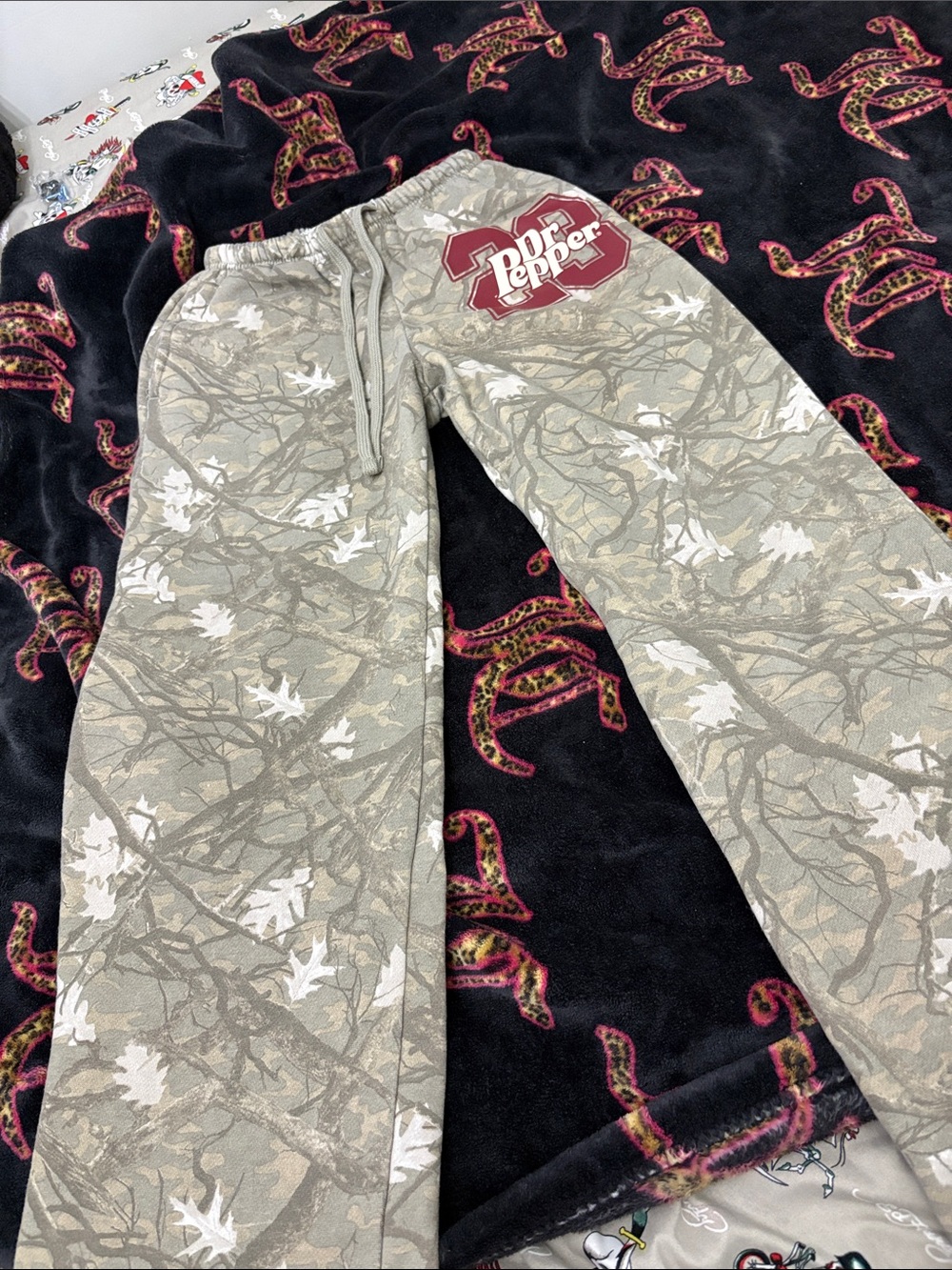Dr Pepper Beige Camo Track Pants - Relaxed Jogger /Sleep Pant Bundle
